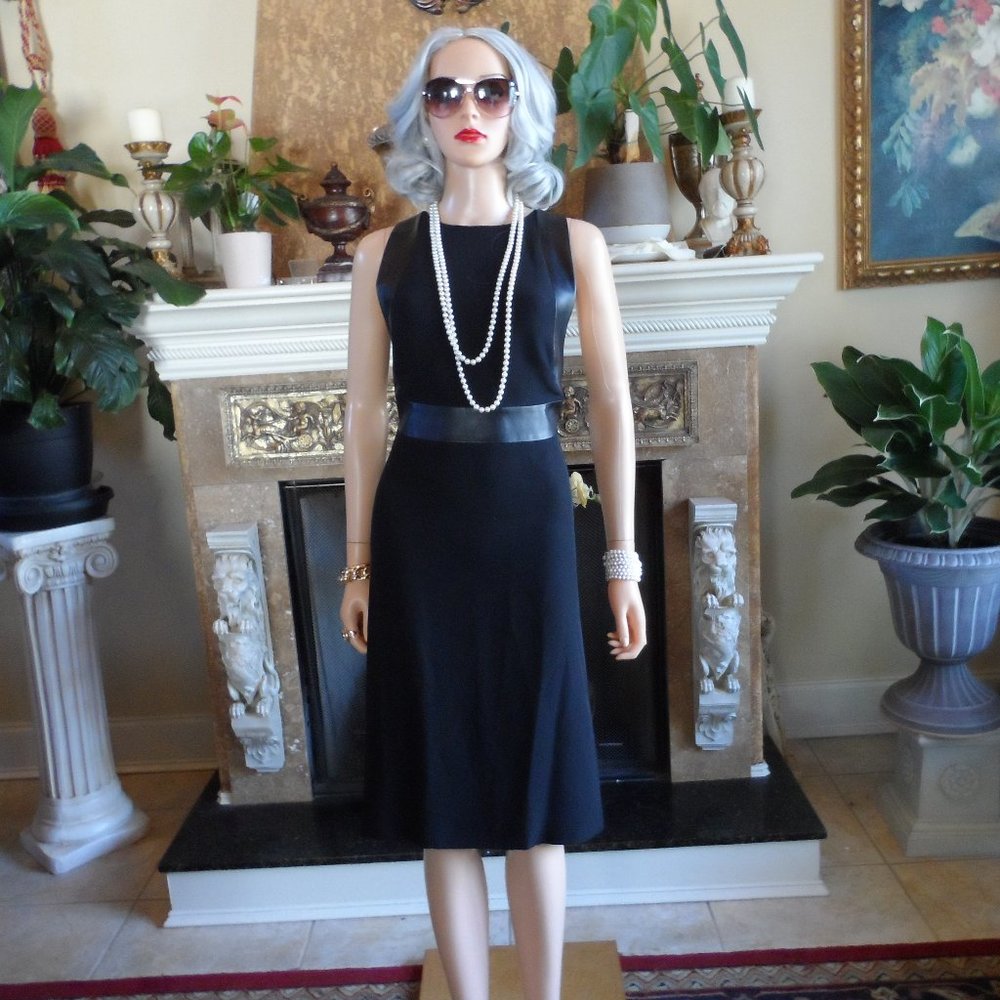 Gucci Black 100% Silk Dress with Lamb Leather Trim Size IT 42 - US 6 - Picture 1 of 16